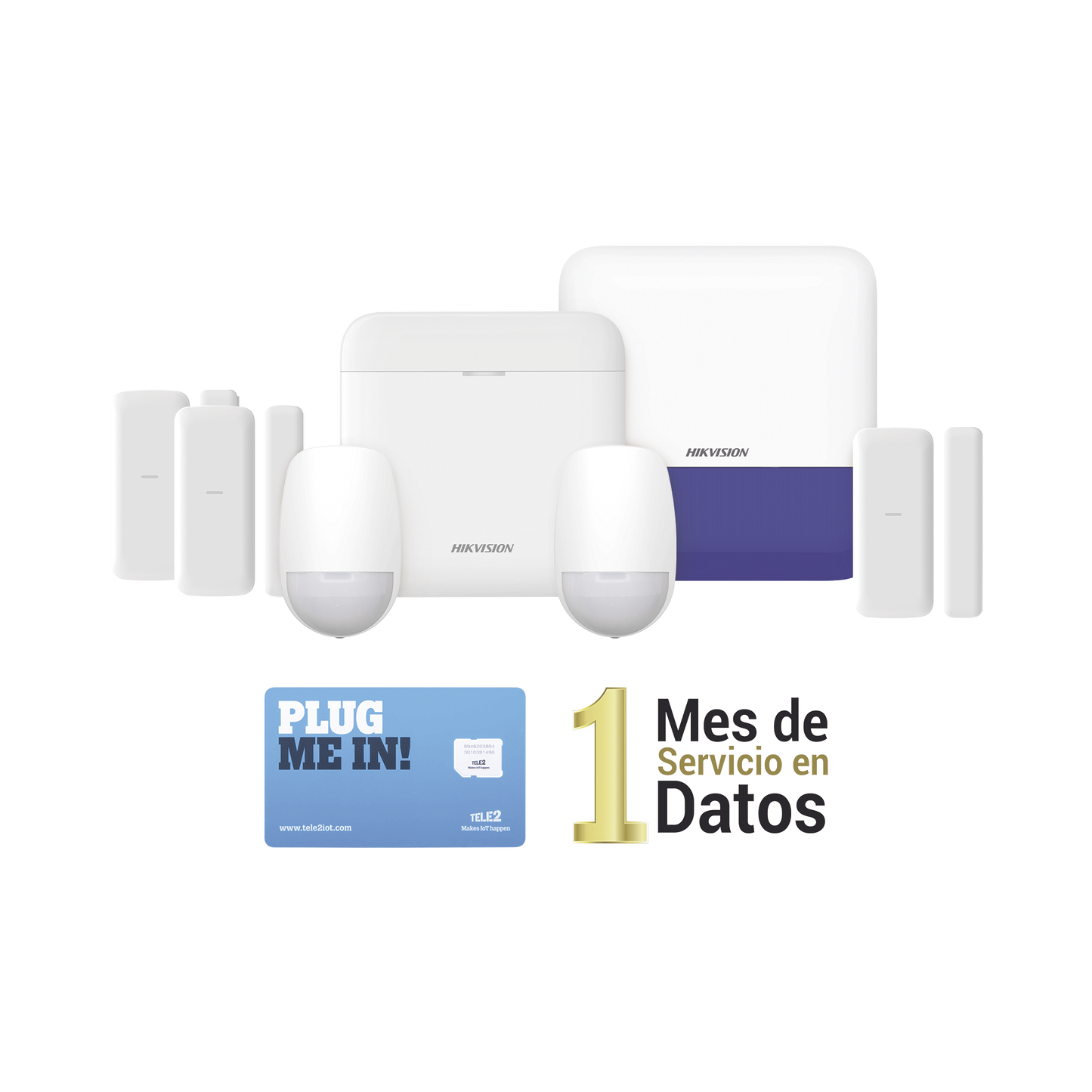 (AX PRO) KIT de Alarma AX PRO con GSM (3G/4G) / Incluye: 1 Hub / 2 Sensores PIR / 3 Contactos Magnéticos mini / 1 Control...