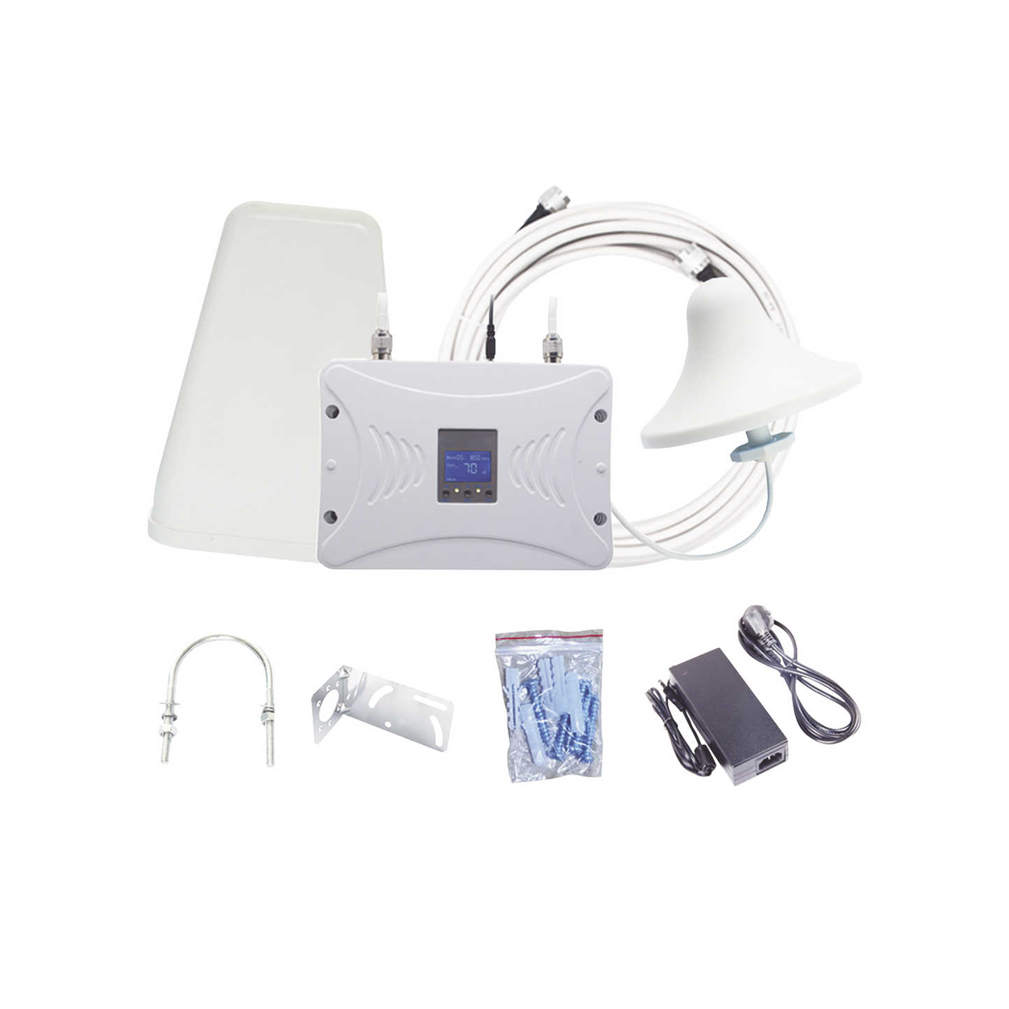 Kit Amplificador de Señal Celular 4G LTE, 3G y Voz. Funciona con Todos los Operadores. Soporta Múltiples Dispositivos y TecnologÃas. Hasta 1000 metros cuadrados de Cobertura