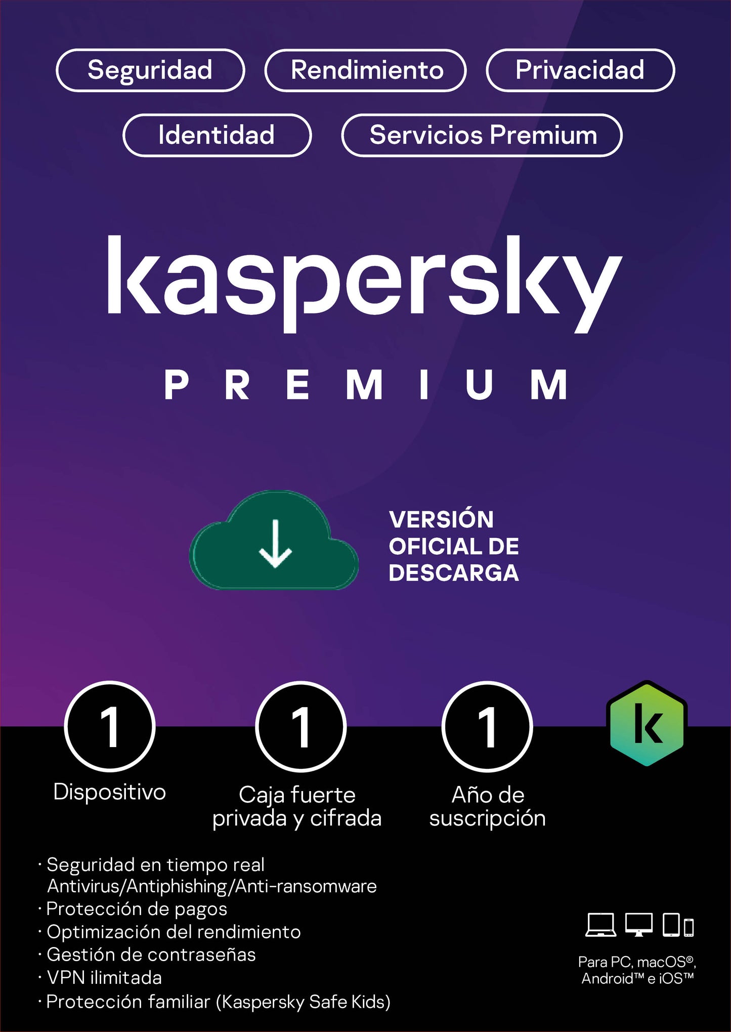 Kaspersky Premium 1 Dispositivo 1 Año (Total Security)