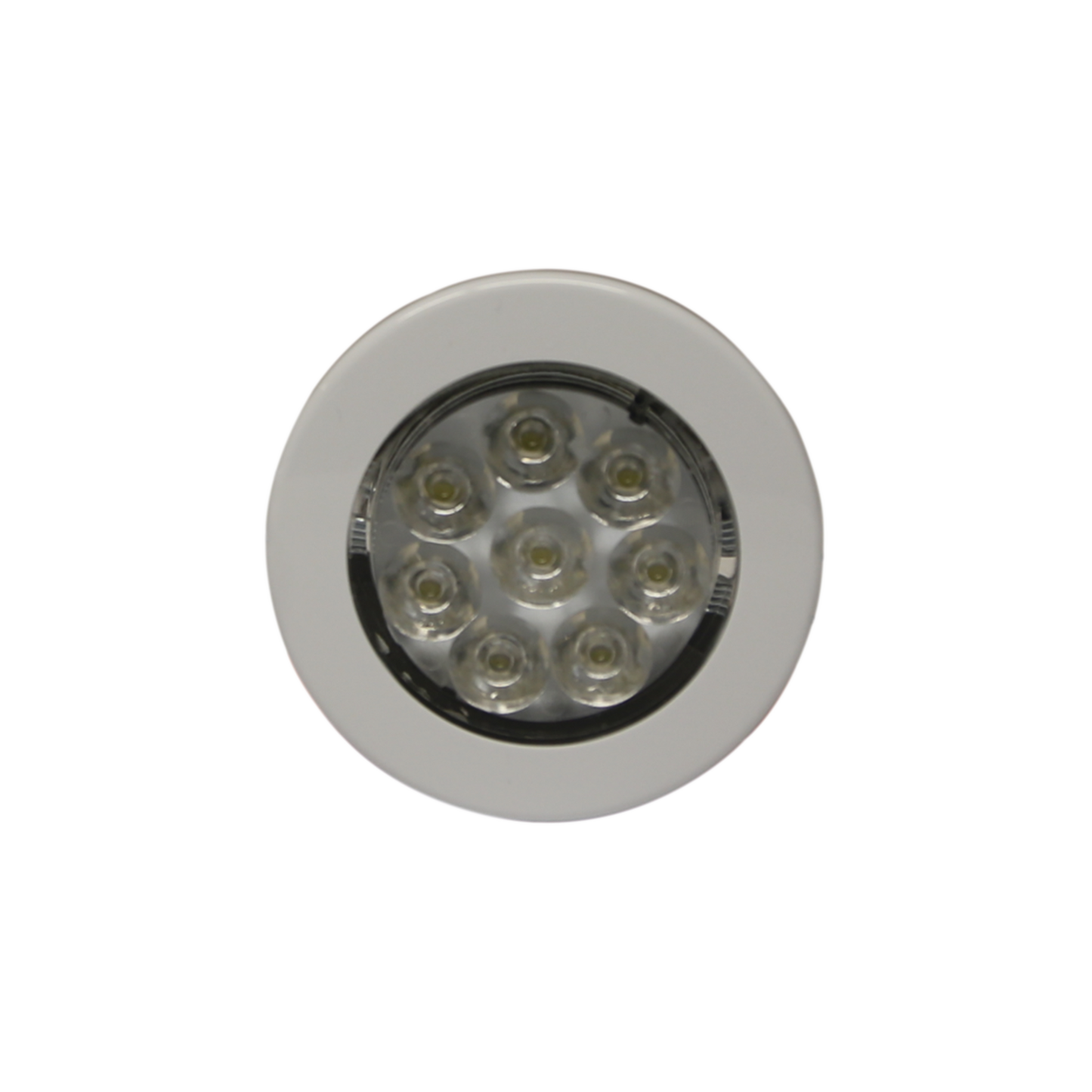 Mini luz de cortesÃa de 8 LEDs circular con bisel blanco 2.8"