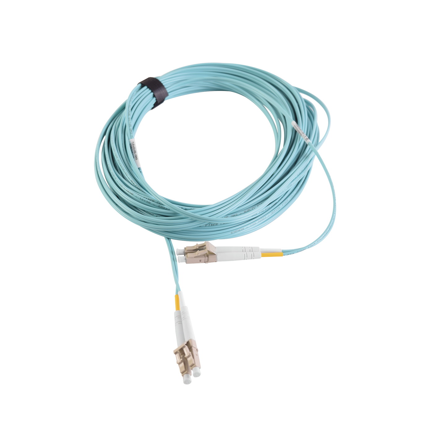 Jumper de Fibra Óptica Multimodo 50/125 XGLO OM3, LC-LC Duplex, OFNR, Color Aqua, 10 Metros
