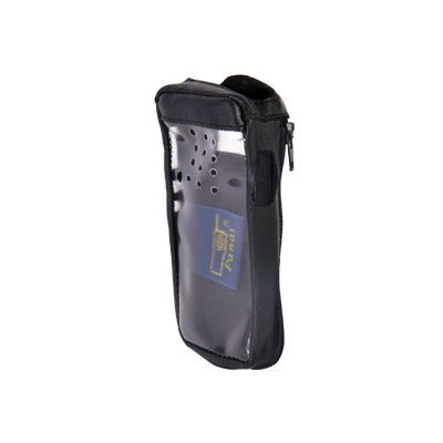 Funda reforzada de piel, cierre lateral y visor frontal plástico. Aéreos IC-A14/21, IC-A14S/01 e IC-A14/25.