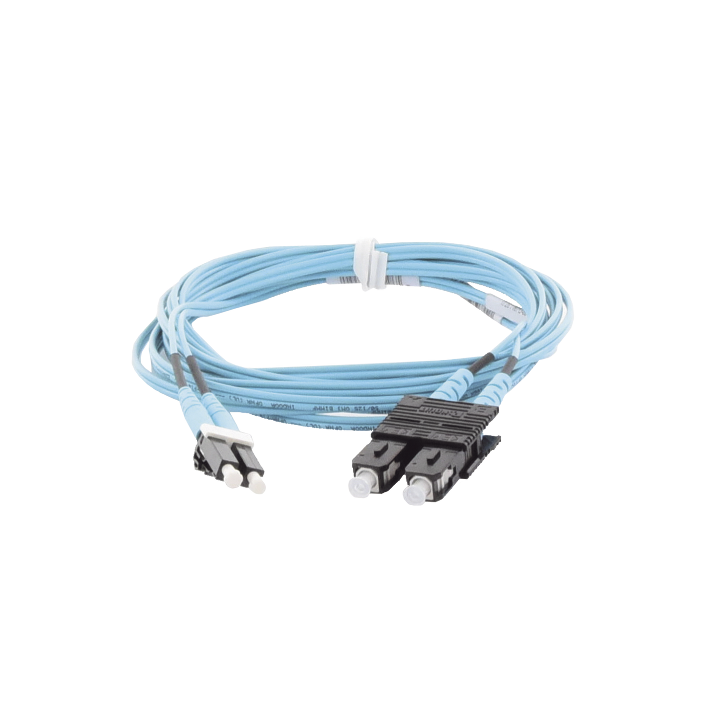 Jumper de Fibra Optica Multimodo 50/125 OM3, LC-SC Duplex, OFNR (Riser), Color Aqua, 10 Metros