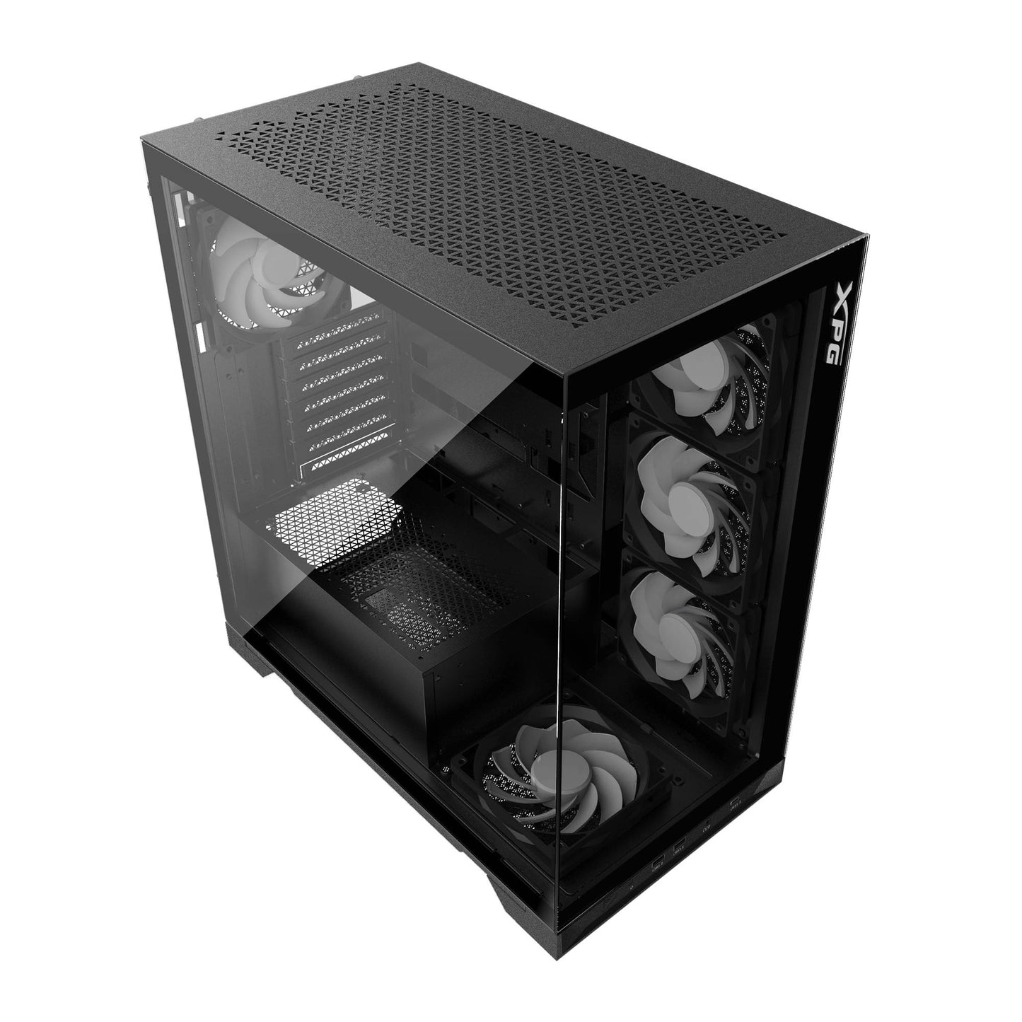 Gabinete GAMER XPG INVADER X Media torre (ATX, Micro-ATX y Mini-ITX) Panel frontal y lateral vidrio templado. Ventiladores incluidos. INVADERXMT-BKCWW