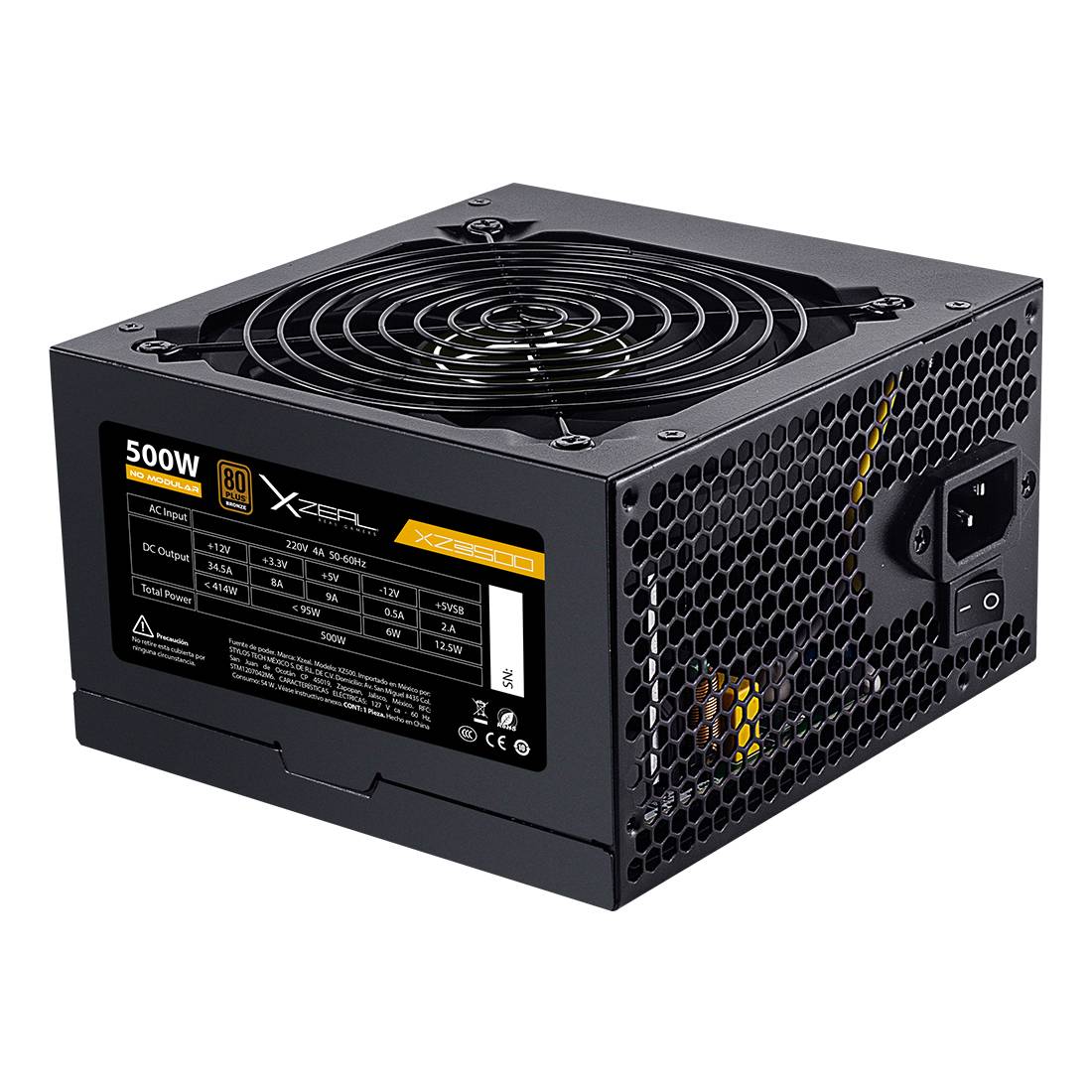 FUENTE DE PODER XZ500 ATX 500W NEGRO. XZPS500B