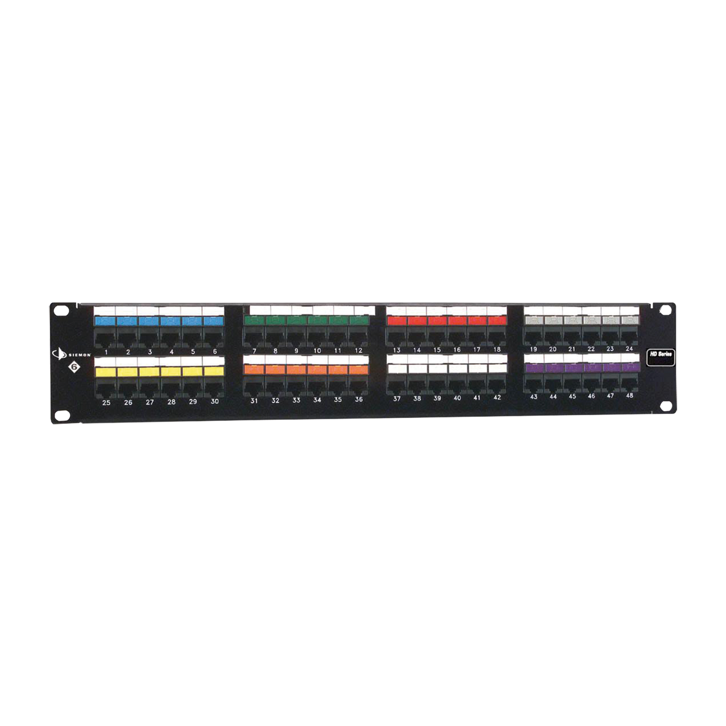 Patch Panel UTP HD6 de 48 puertos, Precargado con Jacks Categoría 6, Plano, 2UR