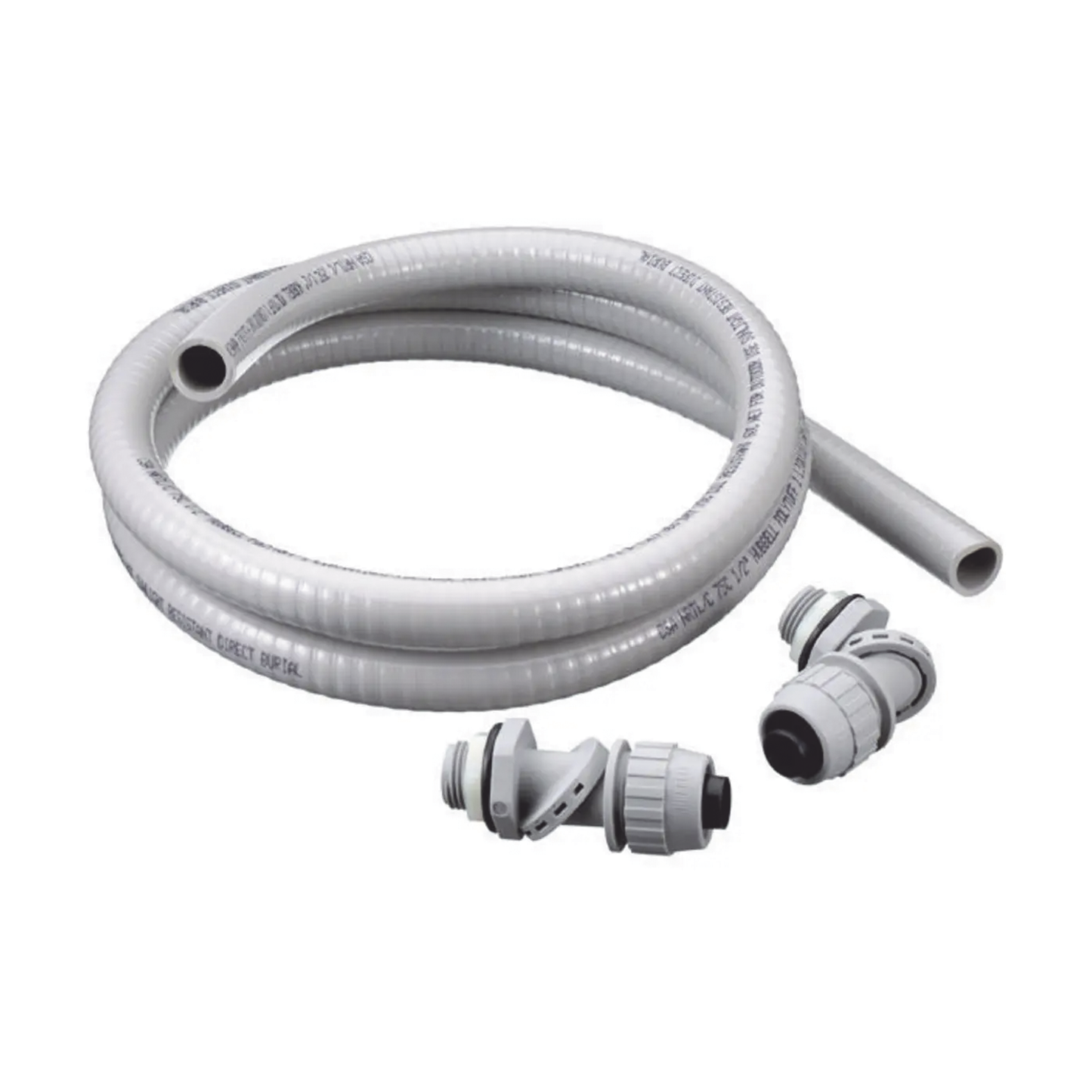 Kit de 6 pies de TuberÃa Liquidtight PolyTuff y 2 Conectores Rectos de 1/2".