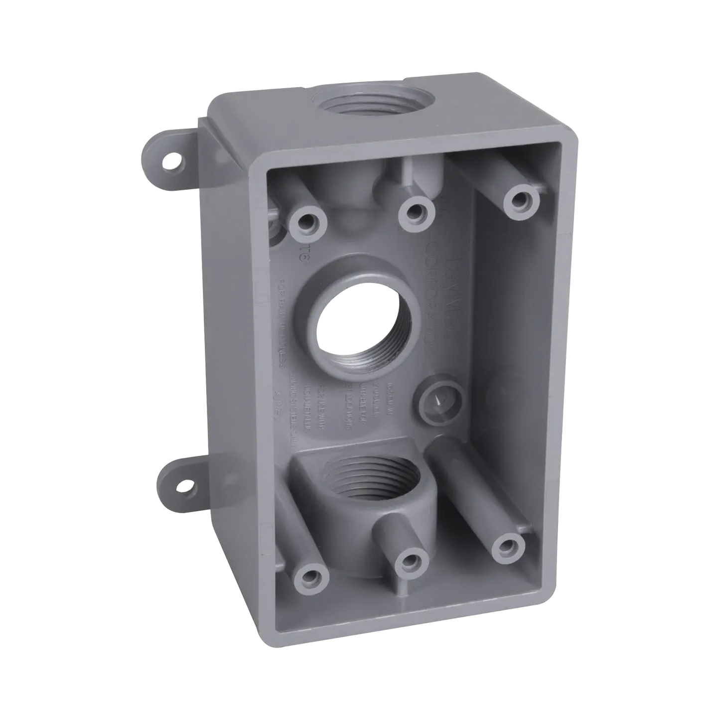 Caja Impermeable de 1 Gang / Profundidad de 2"/ Cuenta con 3 Salidas roscadas para tuberÃa de 1/2" ó 3/4"/ Color Gris.