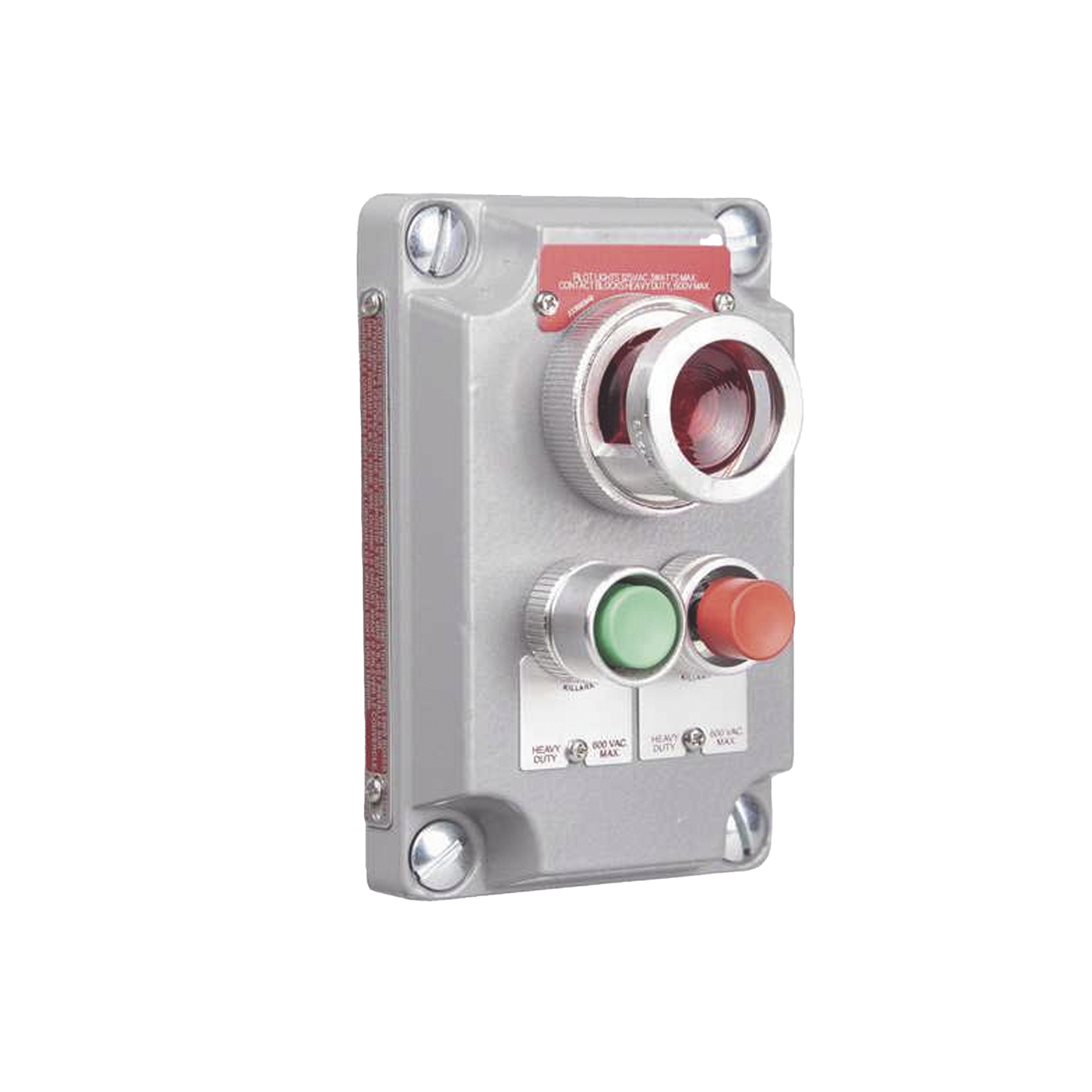 Cubierta para Estación de Control con 2 Botones Pulsadores Rojo-Verde y Luz Piloto Roja / Uso en Ãreas Clasificadas.