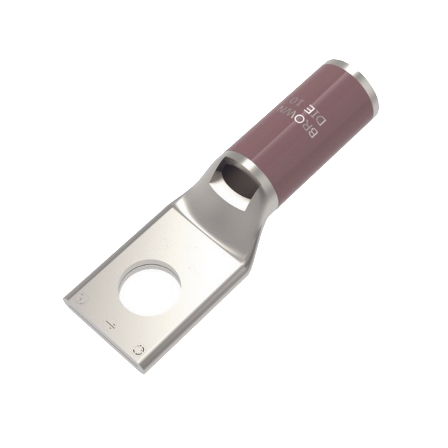 Zapata Terminal de Compresión de Cobre ElectrolÃtico Estañado de Cañón Corto para Tornillo de 1/2" y Calibre 2 AWG.