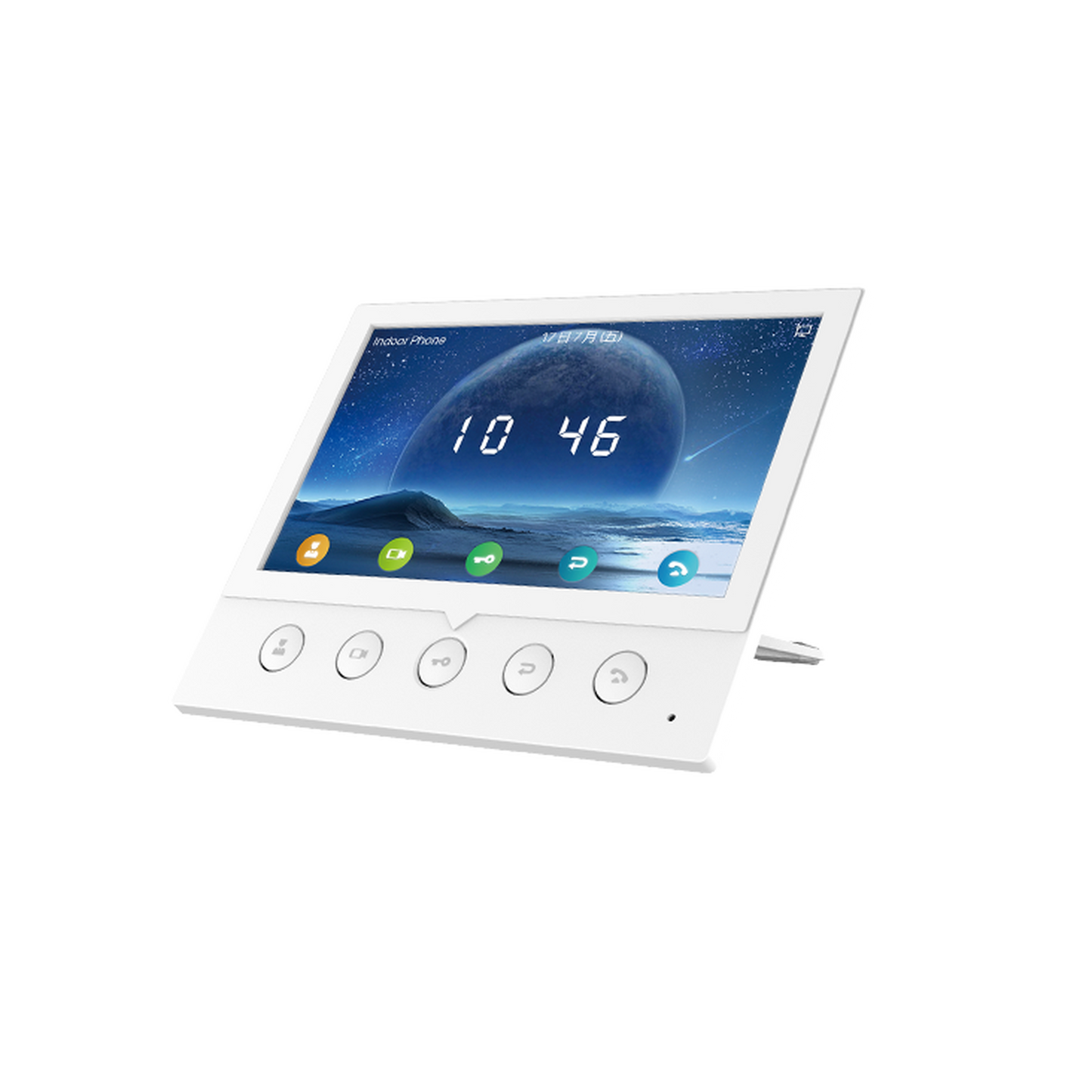 Monitor IP/SIP para interior, Wi-Fi, pantalla a color de 7", audio de 2 vÃas, PoE, 8 interfaces de entrada de alarma.
