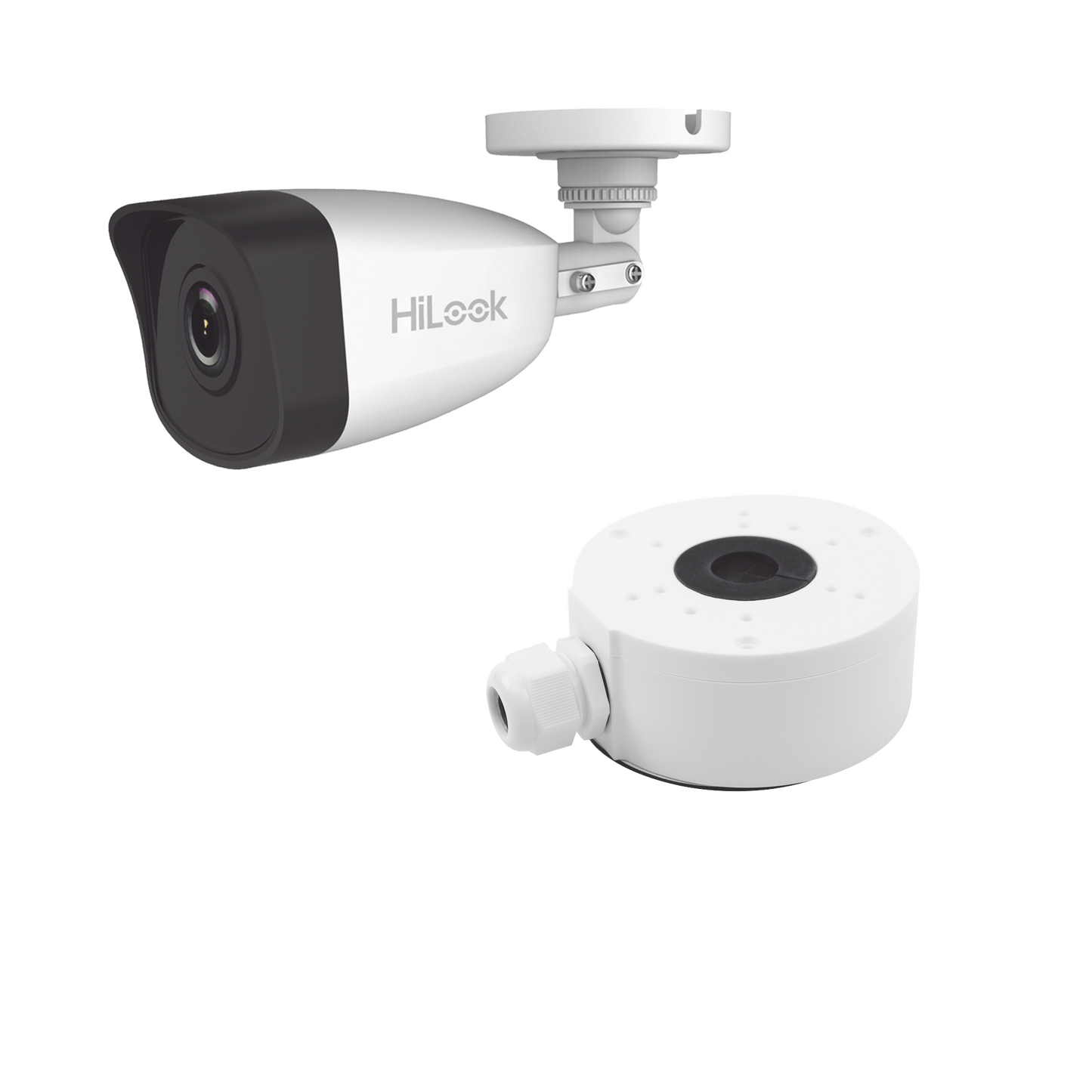 KIT DE CÃMARA + MONTAJE / Bala IP 4 Megapixel / 30 mts IR / Exterior IP67 / PoE / WDR 120 dB / Lente 2.8 mm / H.265+