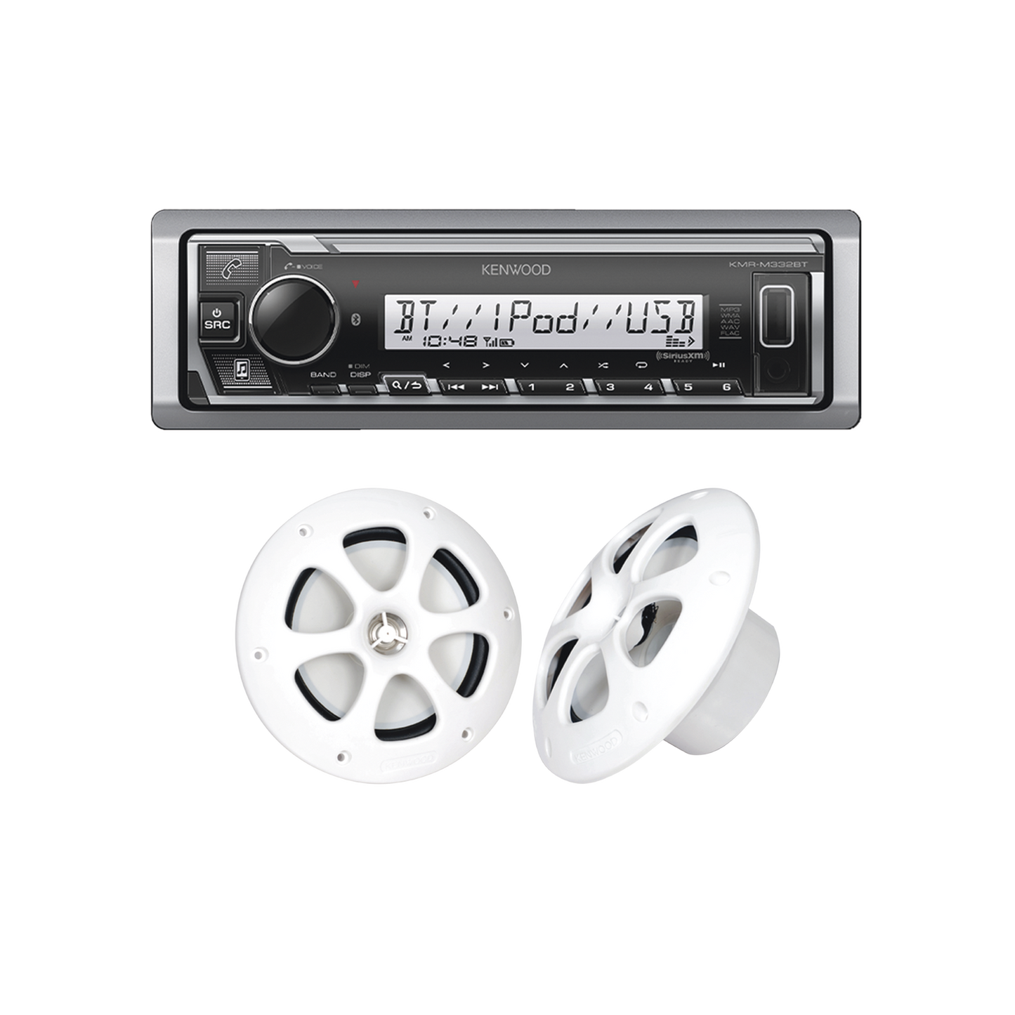 Kit de estéreo con Bluetooth KMR-M332BT | más Par de bocinas KFC-1613MRW