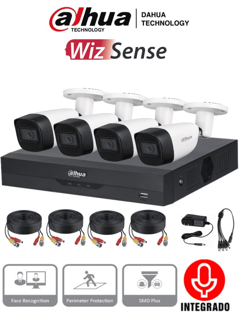 Kit de videovigilancia Dahua Technology DH-KIT/XVR5104HS-4KL-I3/4-HFW1500CMN-A-0280B-S2, Interior y exterior, Alámbrico, 4, 2880 x 1620 Pixeles, 5 MP