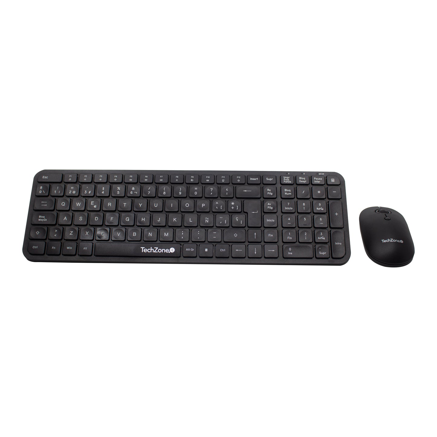 Kit Silent TechZone, combo inalámbrico con conexión USB, mouse 2400 DPI's, teclado con 105 teclas tipo QWERTY 1 año de garantía.