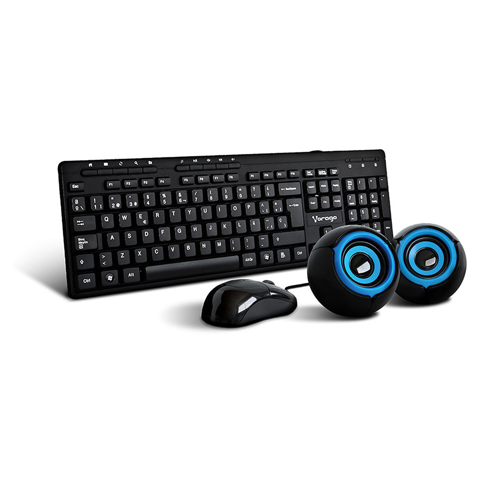 Kit Teclado y Mouse VORAGO, Estándar, 105 teclas, Negro, 1000 DPI