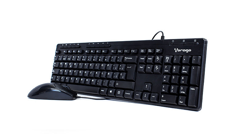 Kit de teclado y mouse VORAGO KM-104, Estándar, 105 teclas, Negro, 1000 DPI