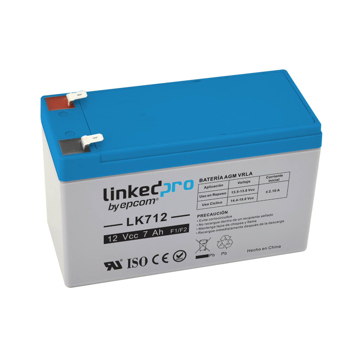 Batería 12 Vcc / 7 Ah / UL / Tecnología AGM-VRLA / Para uso en equipo electrónico, Alarmas de Intrusión / Incendio/ Cont