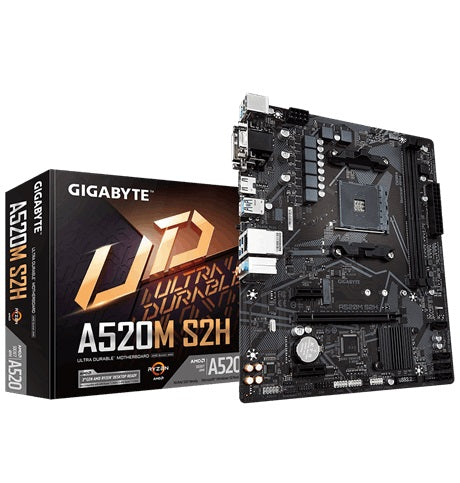 Motherboard GIGABYTE A520M S2H, DDR4, AMD, Socket AM4, Micro ATX