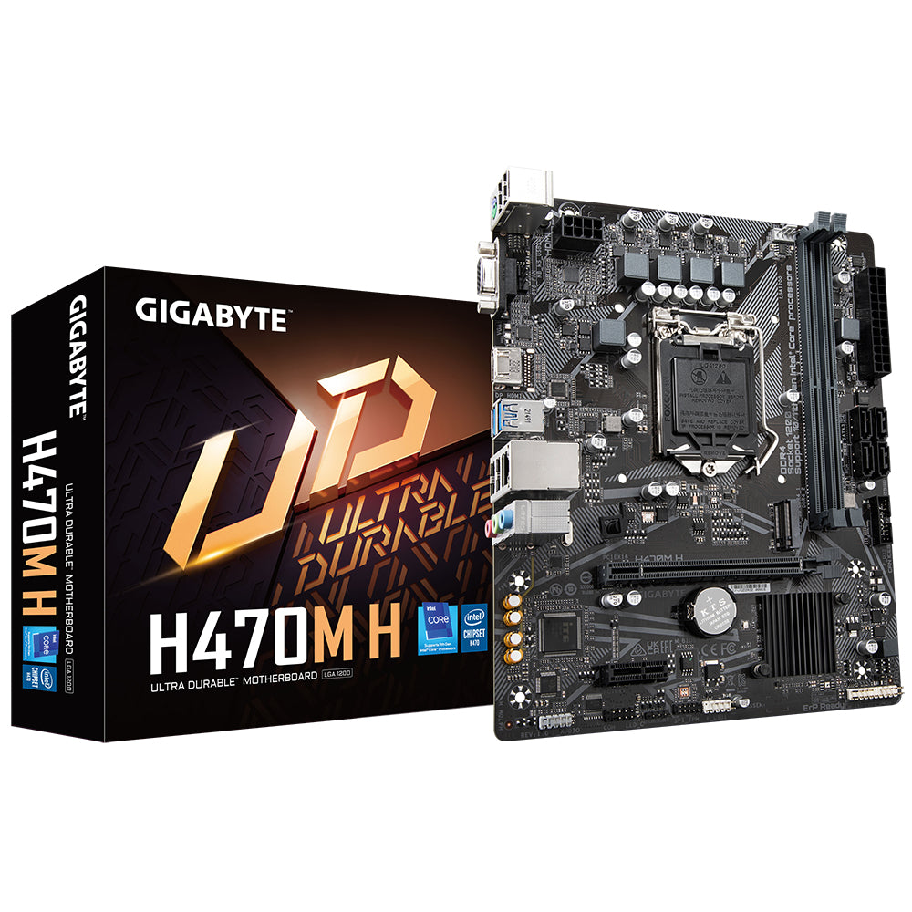 Motherboard GIGABYTE H470M H, DDR4-SDRAM, 16 GB, Intel, LGA 1200, Micro ATX