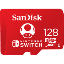 Memoria Micro SDXC 128GB PARA NINTENDO SWITCH SANDISK UHS-I C10, 128 GB, 100 MB/s, 90 MB/s, Rojo, UHS