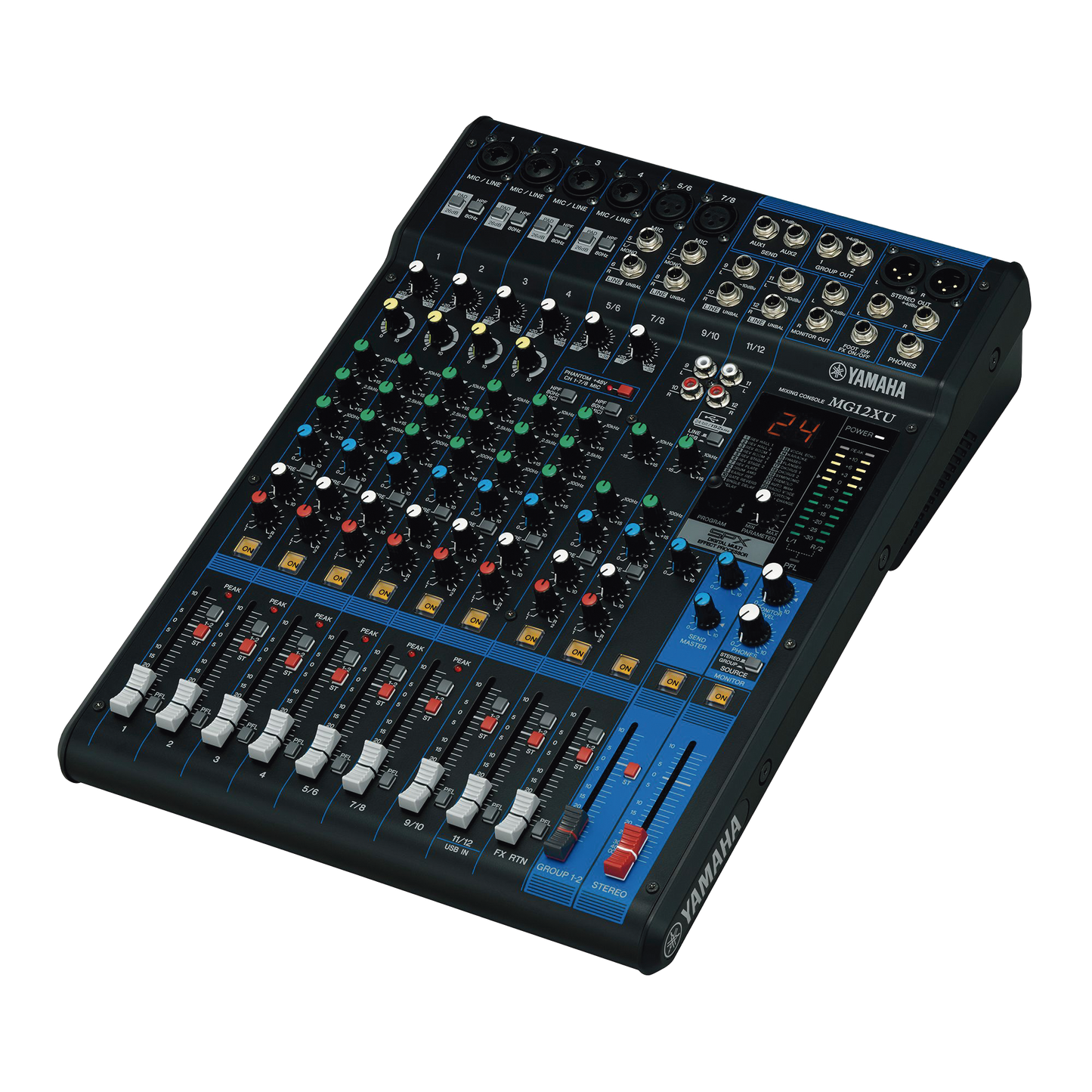 Mezcladora de Audio | 12 Canales | 6 Entradas de Micrófono/lÃnea | 2 Entradas Estéreo | Efectos Integrados | Alimentación Phantom | USB