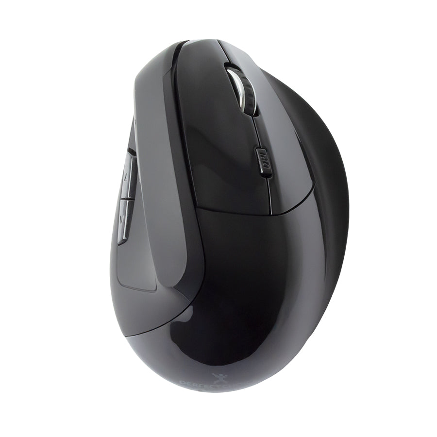 Mouse Vertical Ergonómico PERFECT CHOICE V-Mouse, Negro, Inalámbrico, Óptico, 800/1200/1600 DPI