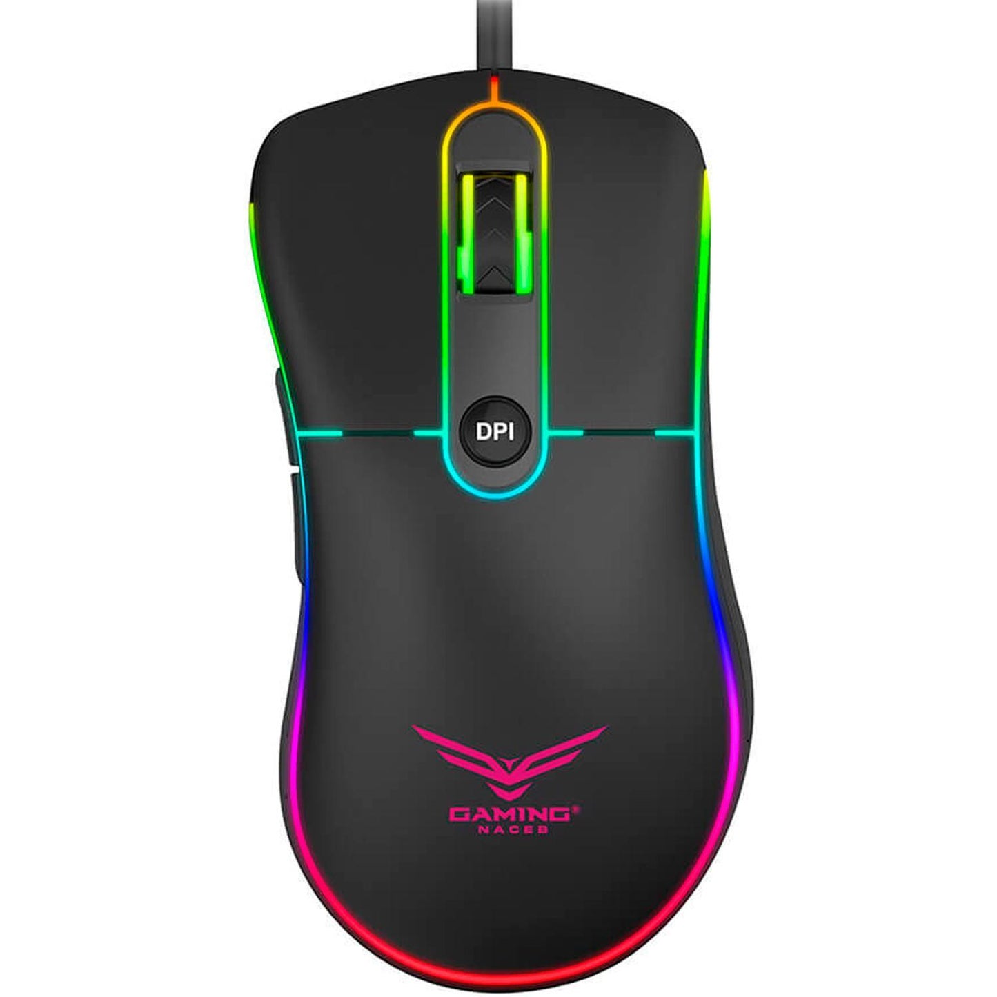 Mouse Gamer Naceb Technology NA-0933, Alámbrico, Juego, 1000/1600/2400/3200, Rainbow