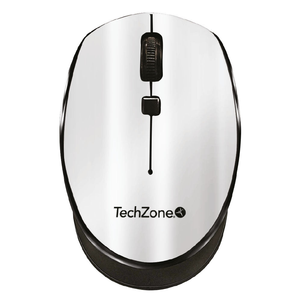 Mouse inalámbrico Start Silver TechZone, hasta 1600 DPI's, 3 botones, textura en rubber, 1 año de garantía.