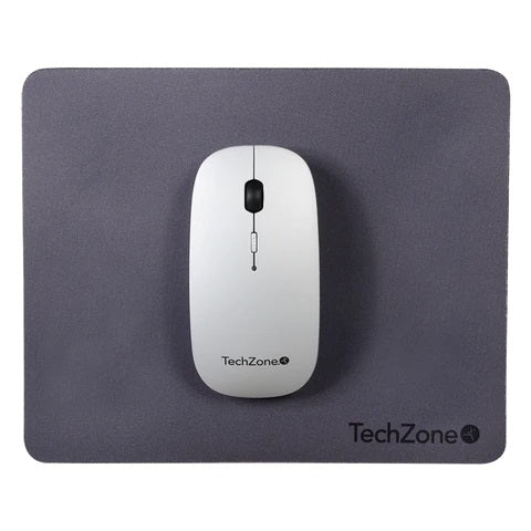 Mouse Slide Silver inalámbrico de batería recargable TechZone, 1600 DPI's, 4 botones, texturizado en rubber, mousepad de regalo, 1 año de garantía.