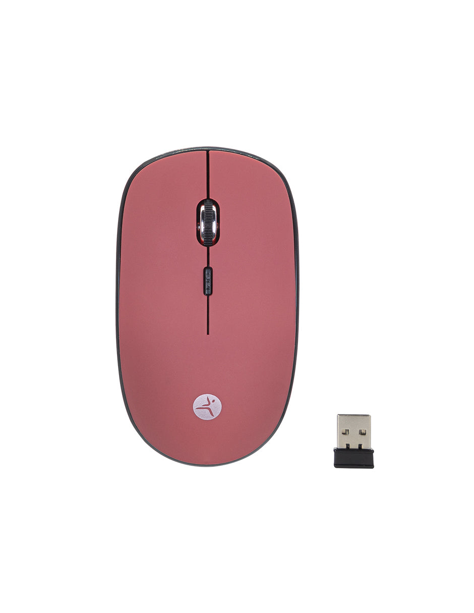 Mouse inalámbrico Terra 03 TechZone, de 1600 DPI's, 4 botones, texturizado rubber color rojo, 1 año de garantía.