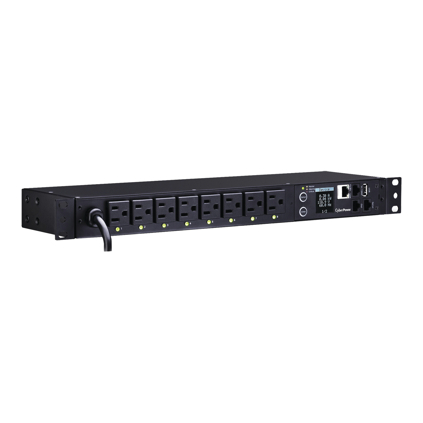 PDU Switchable por Toma, Para Distribución de EnergÃa, Entrada 120 Vca NEMA 5-15P, Con 8 Salidas NEMA 5-15R, Horizontal 19in, 1UR