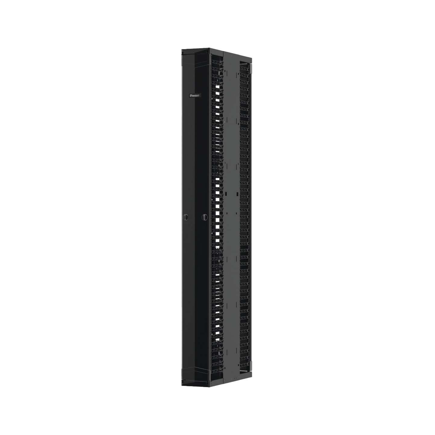 Organizador Vertical PatchRunnerâ„¢ Mejorado, Doble (Frontal y Posterior), Para Rack Abierto de 45 Unidades, 12in de Ancho, Color Negro