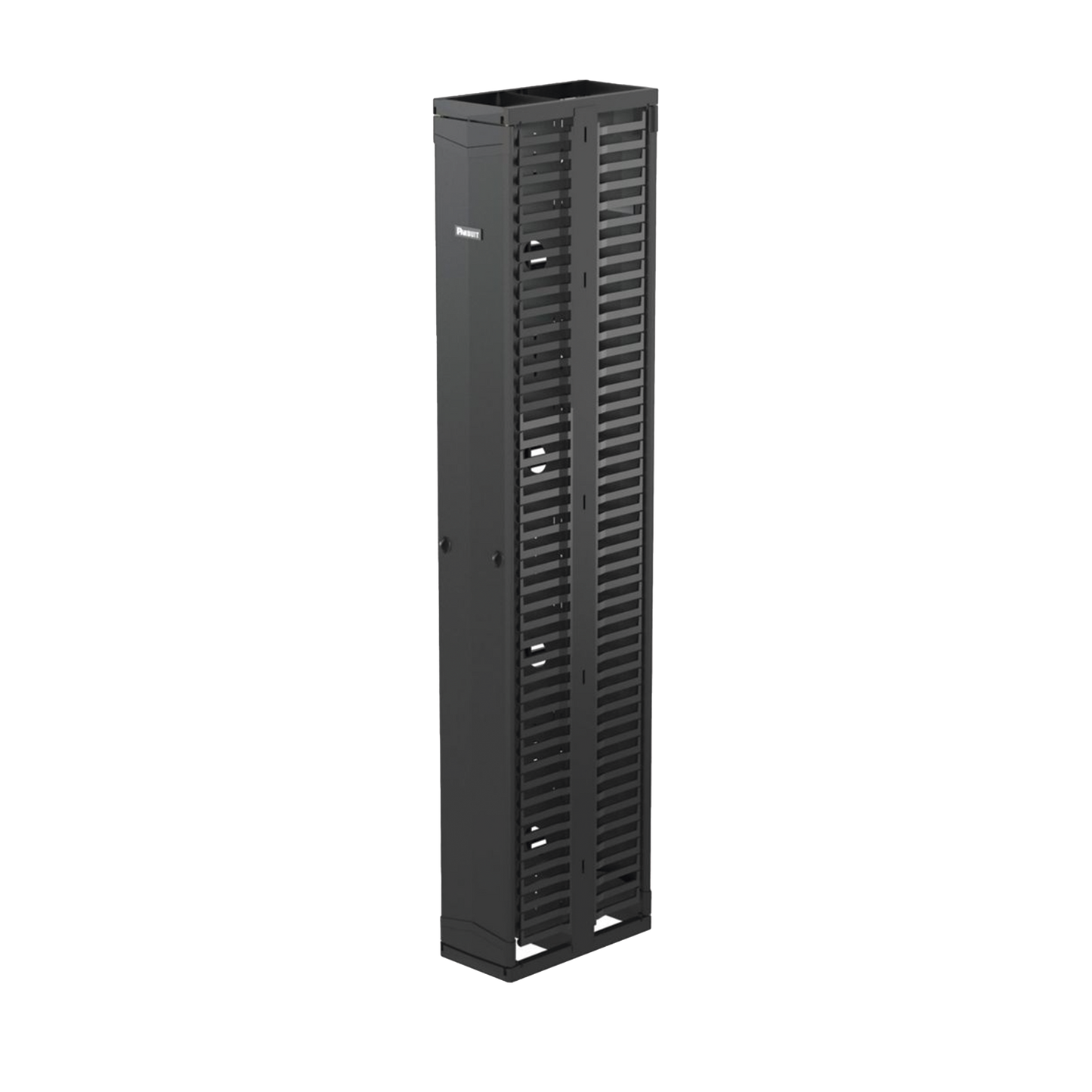 Organizador Vertical PatchRunnerâ„¢, Doble (Frontal y Posterior), Para Rack Abierto de 45 Unidades, 10in de Ancho, Color Negro