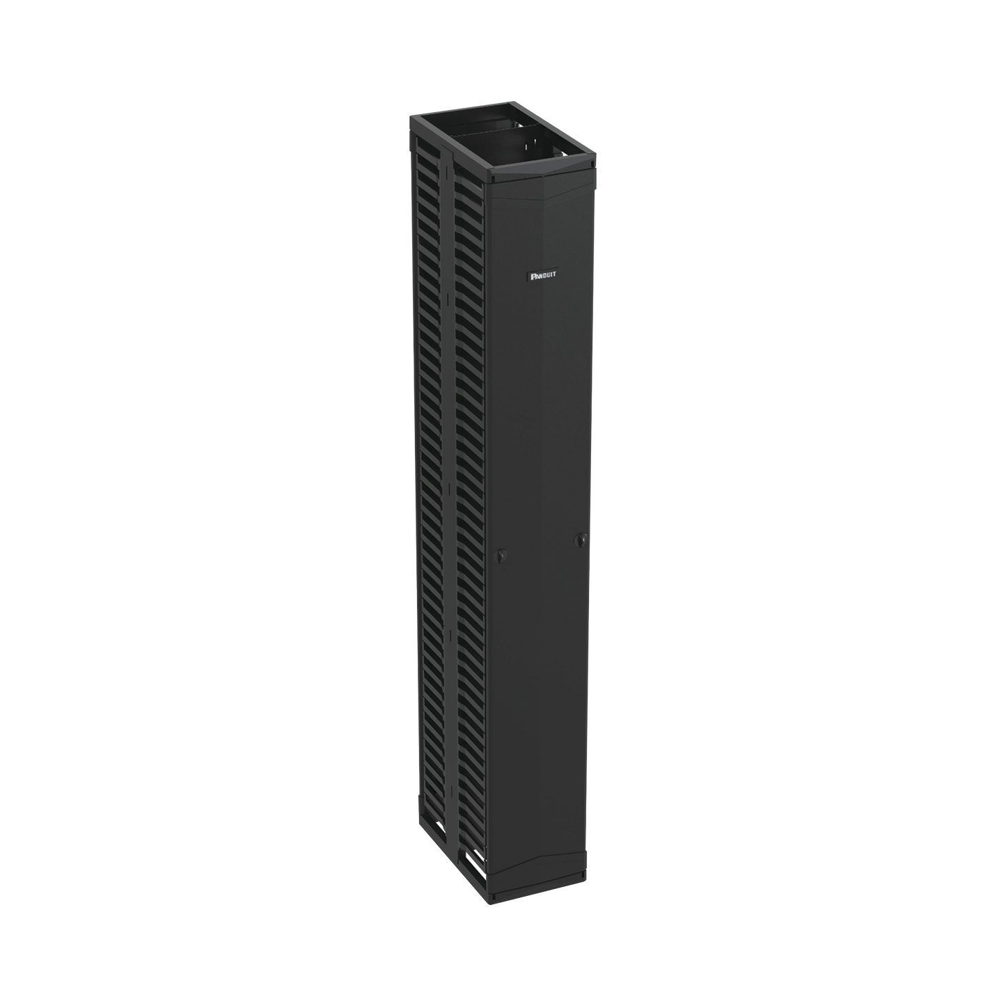 Organizador Vertical PatchRunnerâ„¢, Doble (Frontal y Posterior), Para Rack Abierto de 45 Unidades, 12in de Ancho, Color Negro
