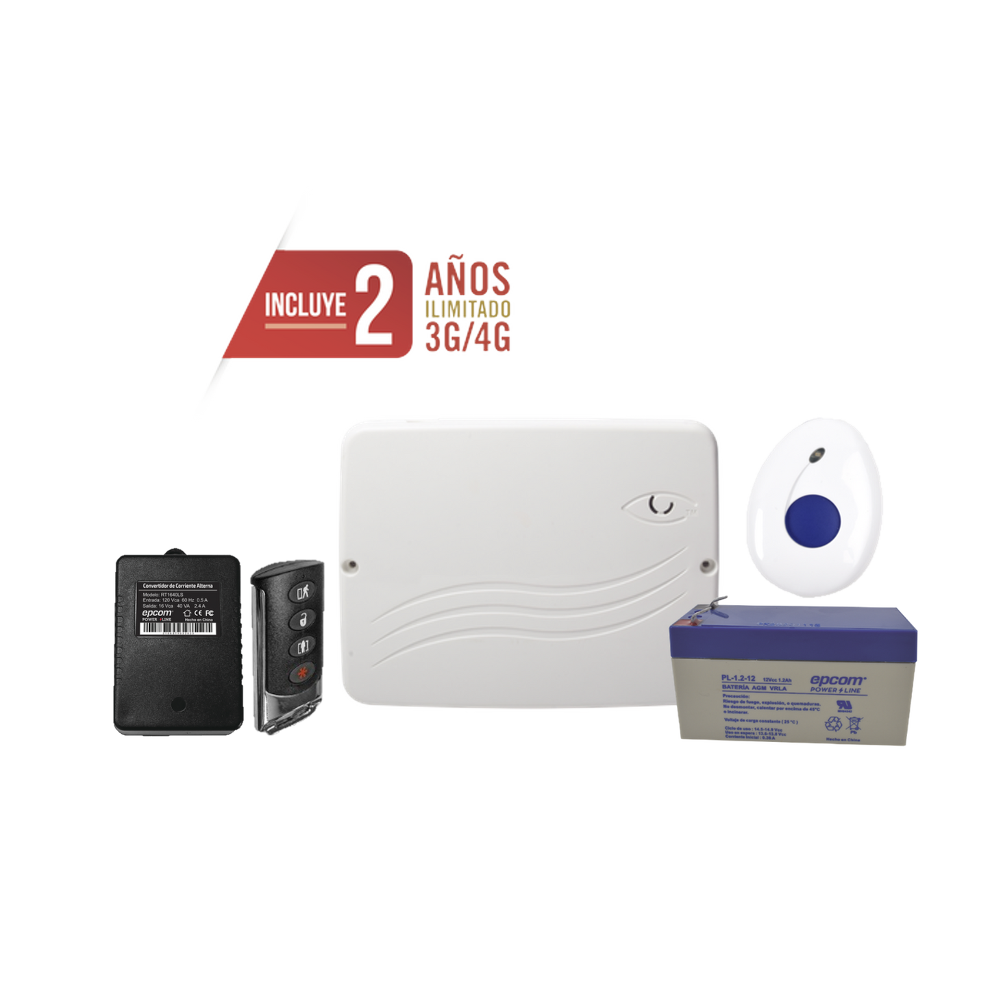 Kit de Panel de Alarma HÃbrido 4G LTE con botón de Pánico y Detección de CaÃdas Inalámbrico, Incluye SIM con 2 años de Datos y APP Gratis