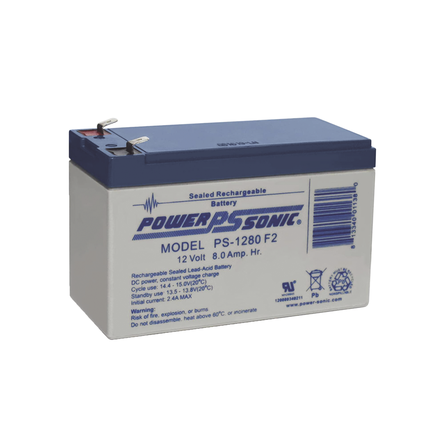 BaterÃa 12V, 8AH, Para Respaldo, TecnologÃas AGM/VRLA, 5 Años Vida Útil, Terminales F2, Reconocida UL