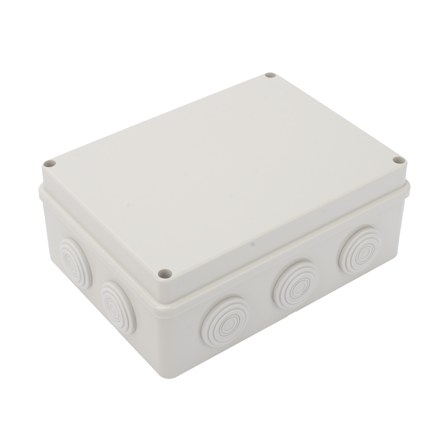 Caja Derivación-Conexión de Plástico (140 X 190 X 76 mm) con 10 Glándulas de Goma. Para Instalaciones Comerciales, Residenciales e Industriales. Incluye TornillerÃa para su Tapa.