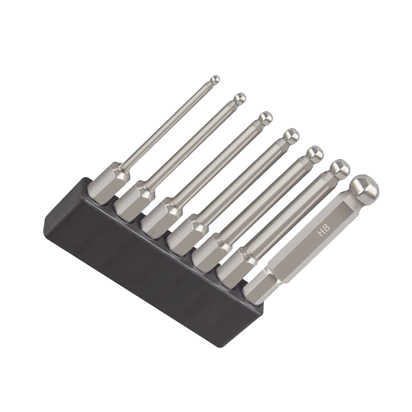 Juego de 7 Puntas Hexagonales / Allen, Milimétricas con Cabeza Redonda para Destornillador de entrada Hexagonal de 1/4"