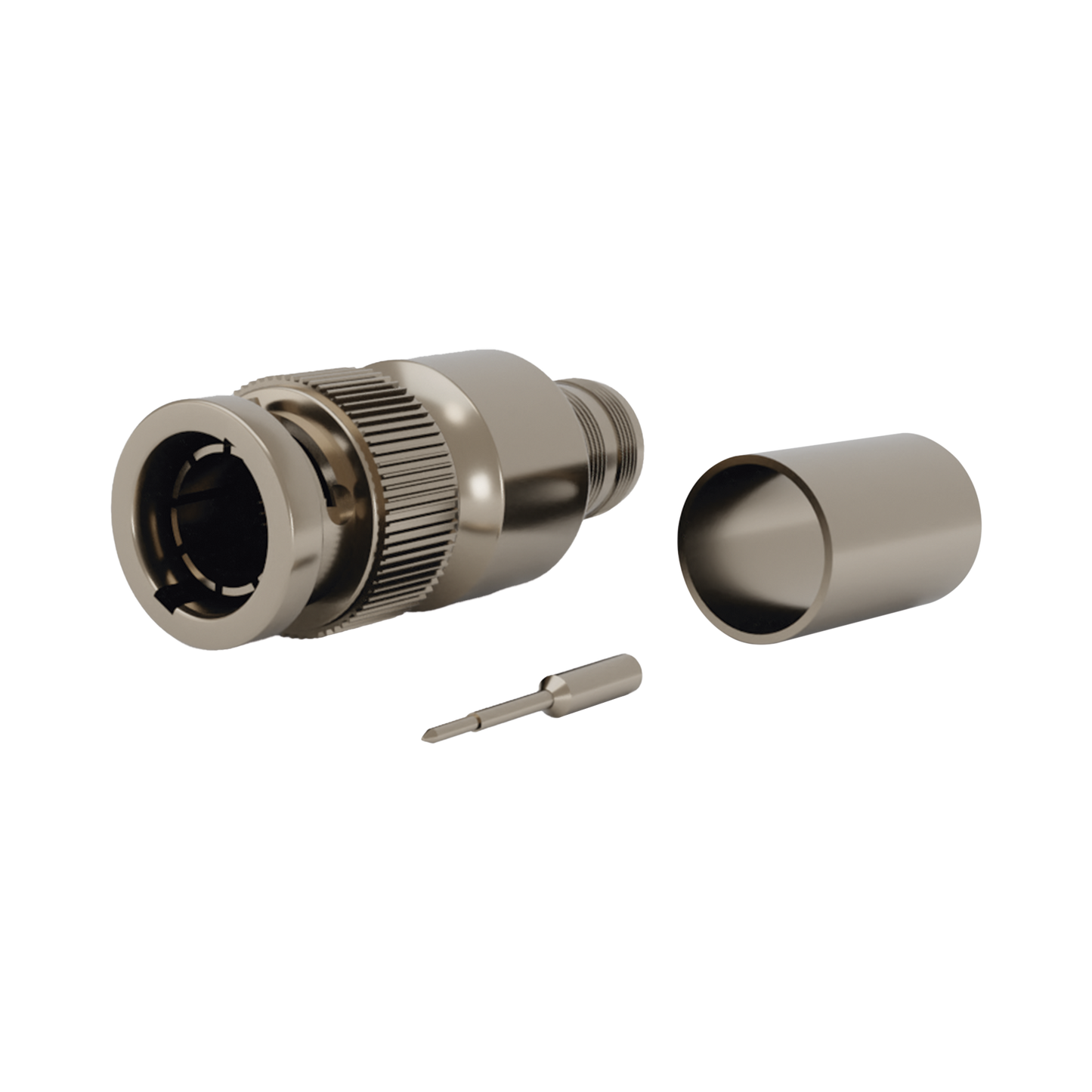 Conector BNC Macho en 75 Ohm, Anillo Plegable para Cable RG-11/U Grupo R1, NÃquel/ Oro/ Teflón.