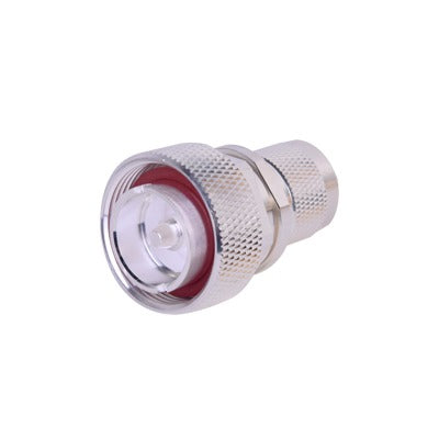 Adaptador en LÃnea de Conector DIN 7-16 Macho a N Macho, Plata / Plata / Teflón.