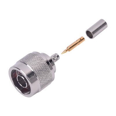 Conector N Macho de Anillo Plegable para Cables Coaxiales RG-58/U, RG-142/U, LMR-195, NÃquel/ Oro/ Teflón.?