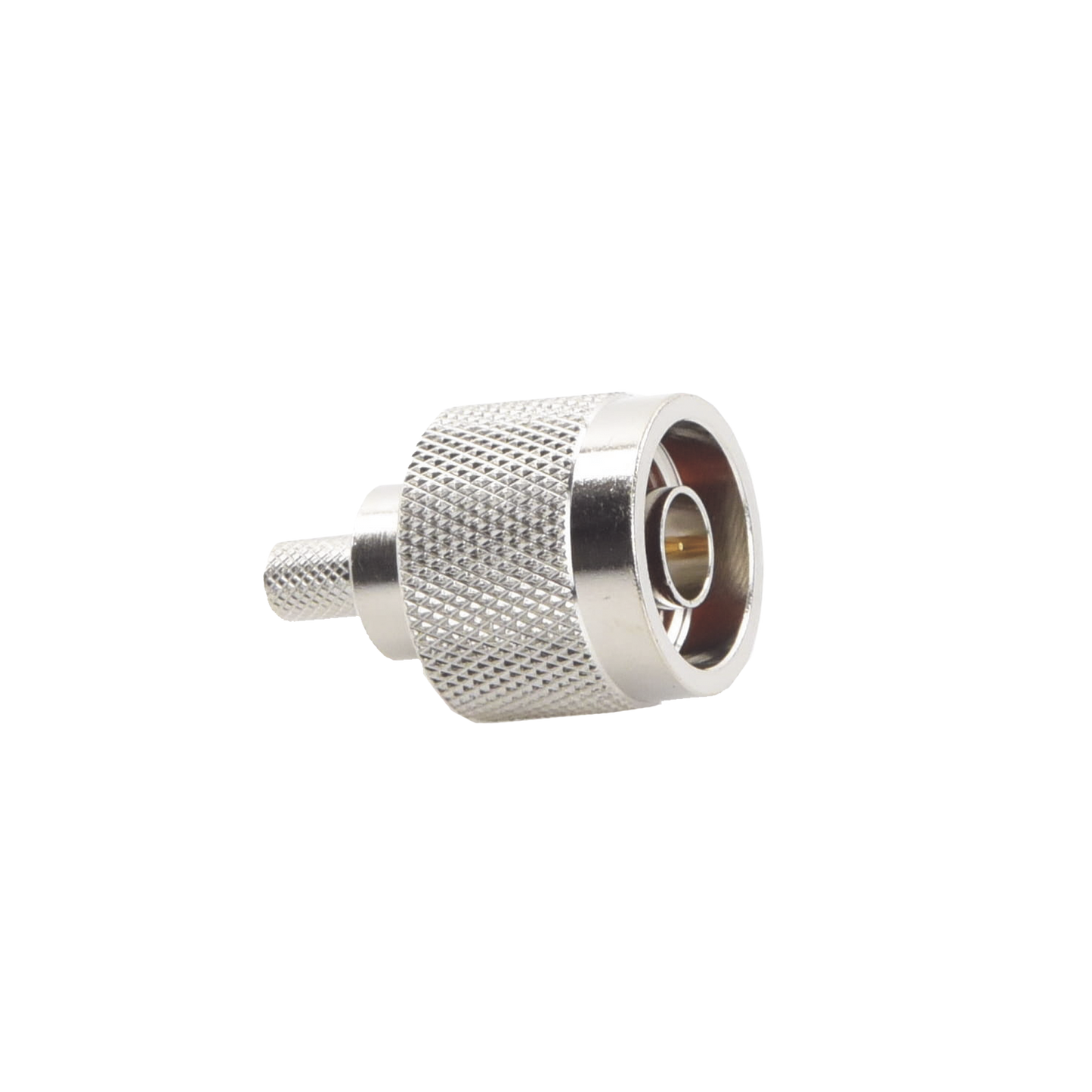 Conector N Macho, Anillo Plegable y Pin Cautivo para RG-8/X, 9258, LMR-240, Níquel/ Oro/ Teflón.