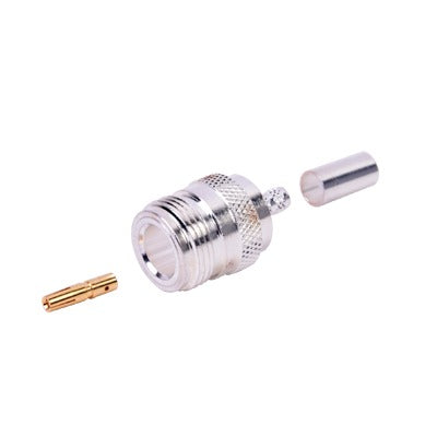Conector N Hembra de Anillo Plegable para Cables RG-58/U, NÃquel/ Oro/ Teflón.