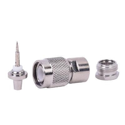 Conector TNC Macho de Rosca para Cable RG-58/U, Grupo C, NÃquel/ Plata/ Delrin.