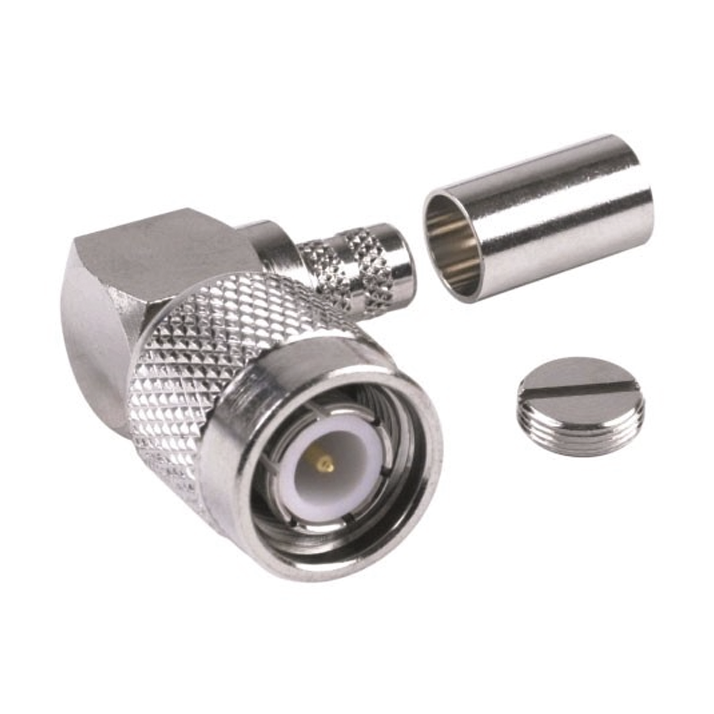 Conector TNC Macho en Ãngulo Recto para Cable RG-8/X, LMR-240, NÃquel/ Oro/ Teflón.?