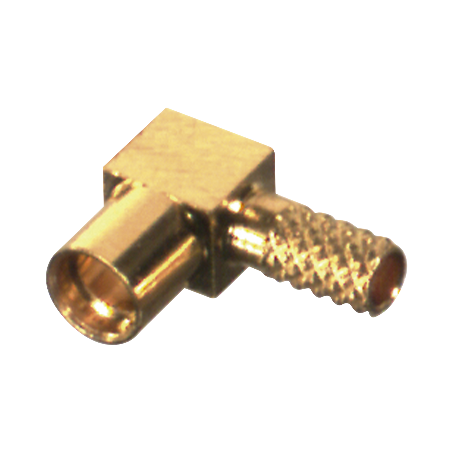 Conector MMCX Hembra en Ãngulo Recto de Anillo Plegable para Cable RG-174/U, Grupo B, Oro/ Oro/ Teflón.
