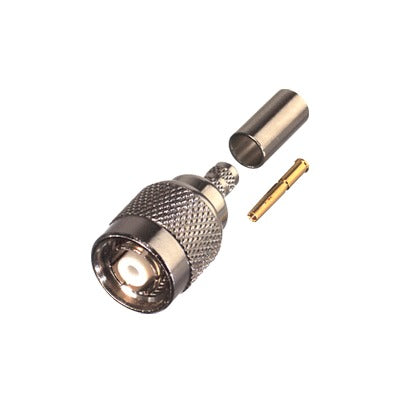 Conector TNC Macho Inverso de Anillo Plegable para Cables LMR-240, RG-8/X, Níquel/ Oro/ Teflón.