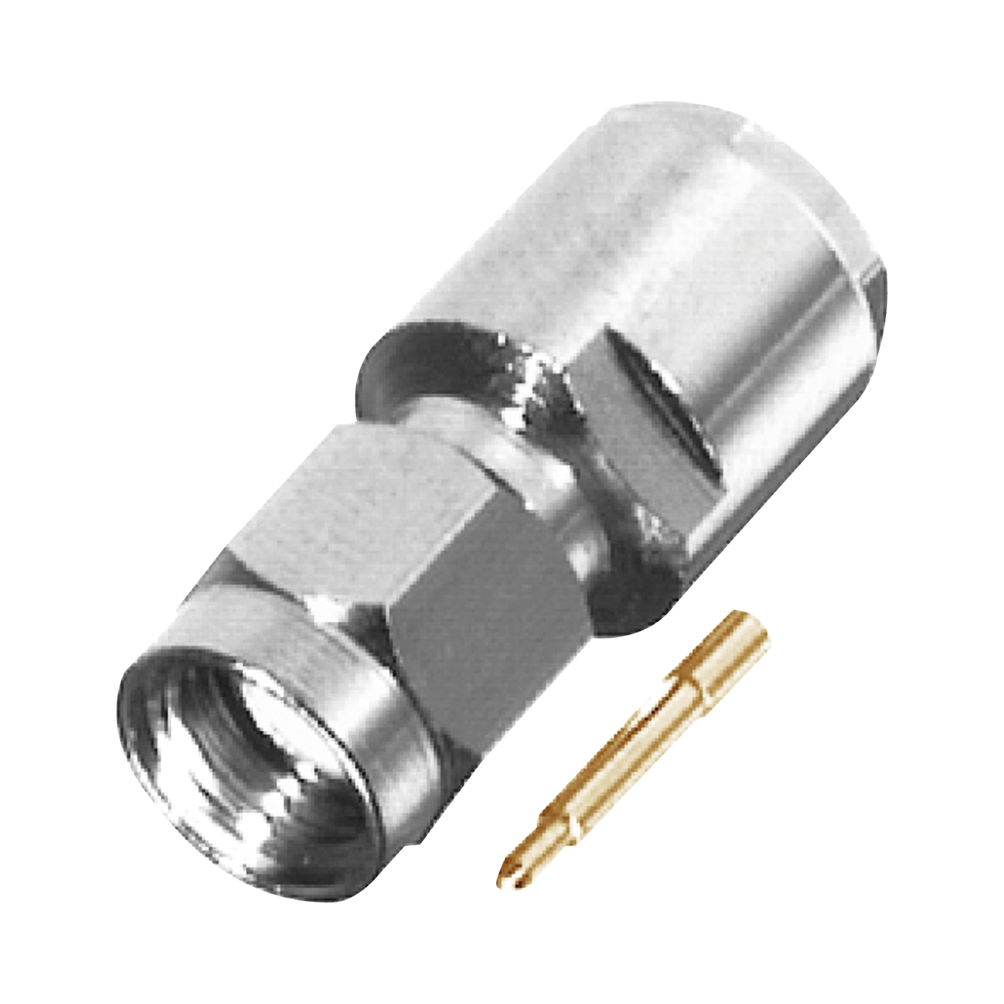 Conector SMA Macho de Rosca para RG-58/U, LMR-195, Grupo C, NÃquel/ Oro/ Teflón.?