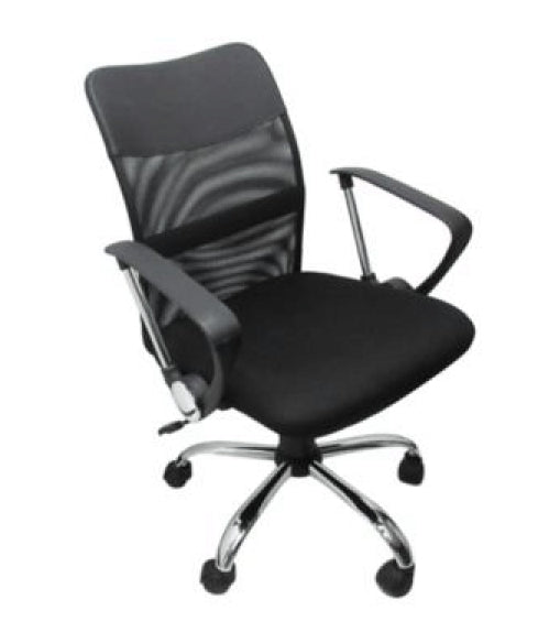 Silla Ejecutiva NEXTEP NE-650E Altura Ajustable y Reclinable Giratoria y Cromada, Color Negro.